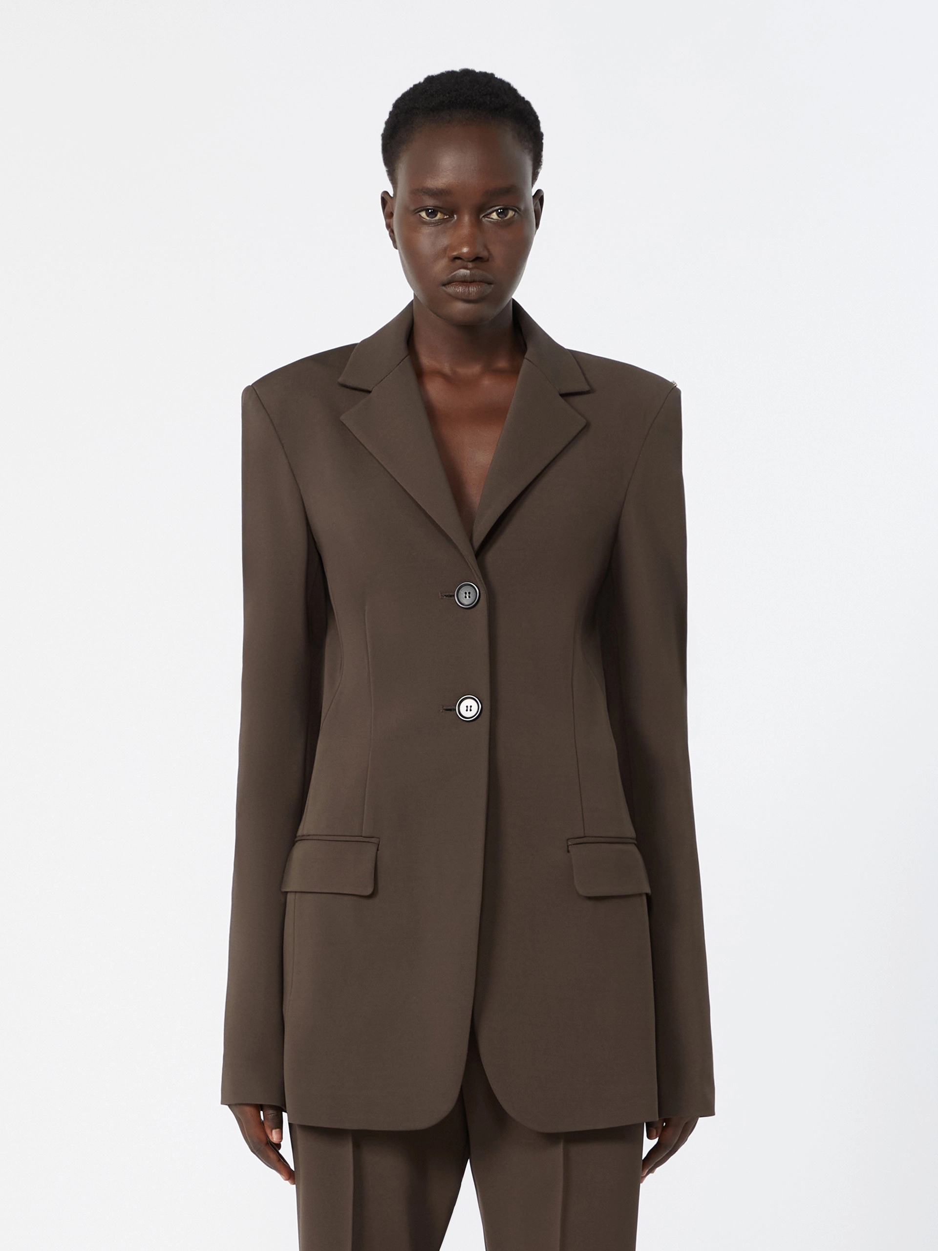Feminine viscose jersey blazer - CHOCOLATE - Sportmax - 2