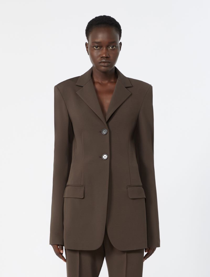 Feminine viscose jersey blazer - CHOCOLATE - Sportmax - 2