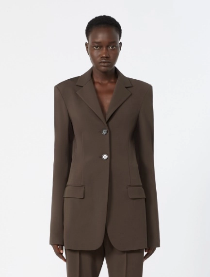 Feminine viscose jersey blazer - CHOCOLATE - Sportmax - 2