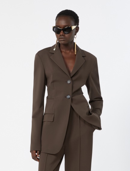 Feminine viscose jersey blazer - CHOCOLATE - Sportmax