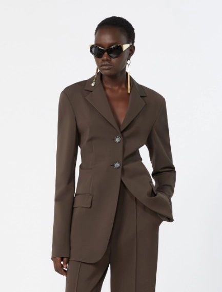 Feminine viscose jersey blazer - CHOCOLATE - Sportmax