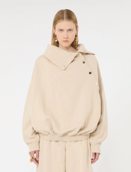 Oversized sweatshirt with an asymmetric fastening - BEIGE - Sportmax - 2
