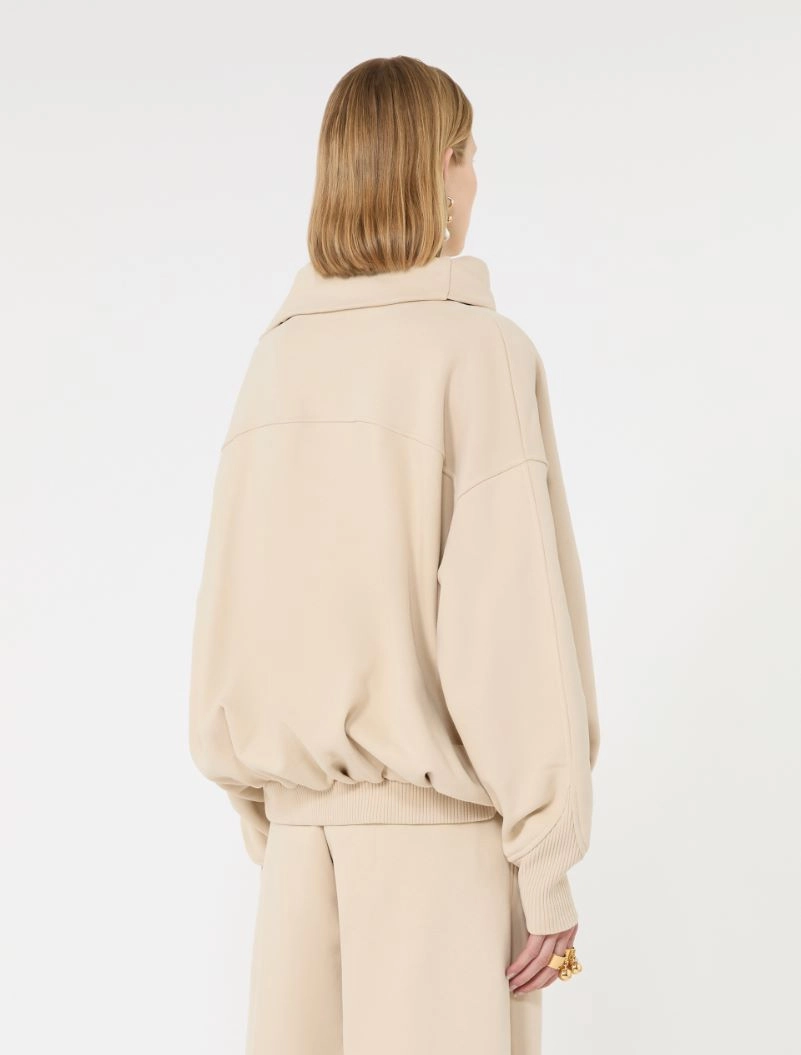 Oversized sweatshirt with an asymmetric fastening - BEIGE - Sportmax - 3