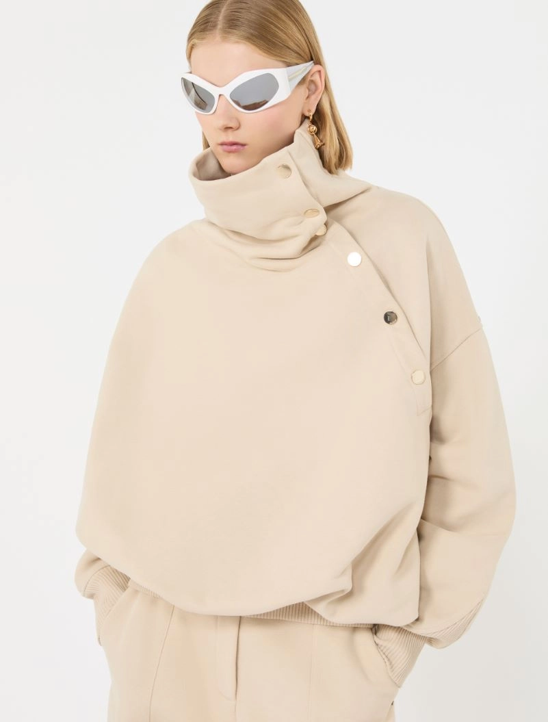 Oversized sweatshirt with an asymmetric fastening - BEIGE - Sportmax - 4