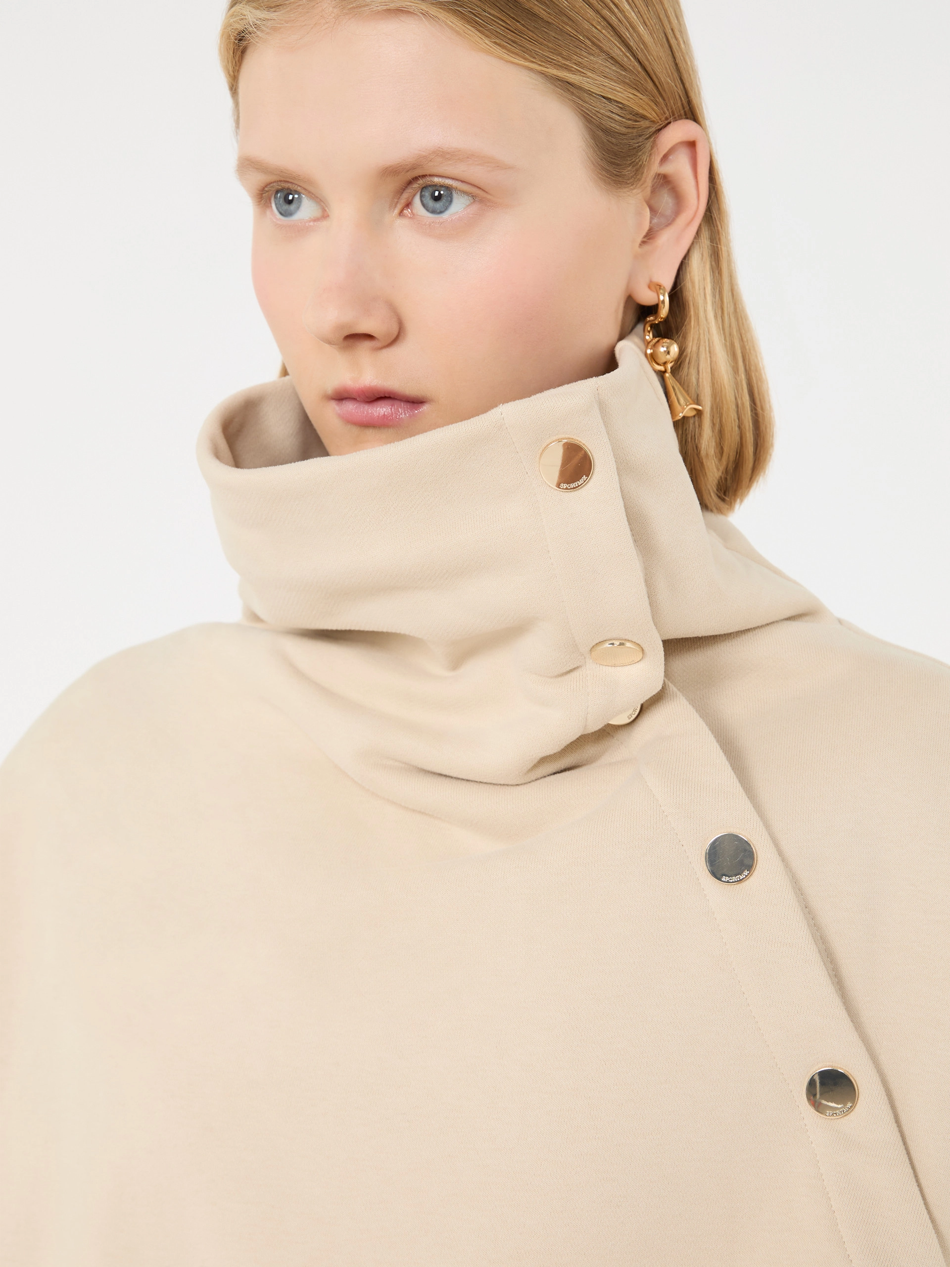 Oversized sweatshirt with an asymmetric fastening - BEIGE - Sportmax - 5