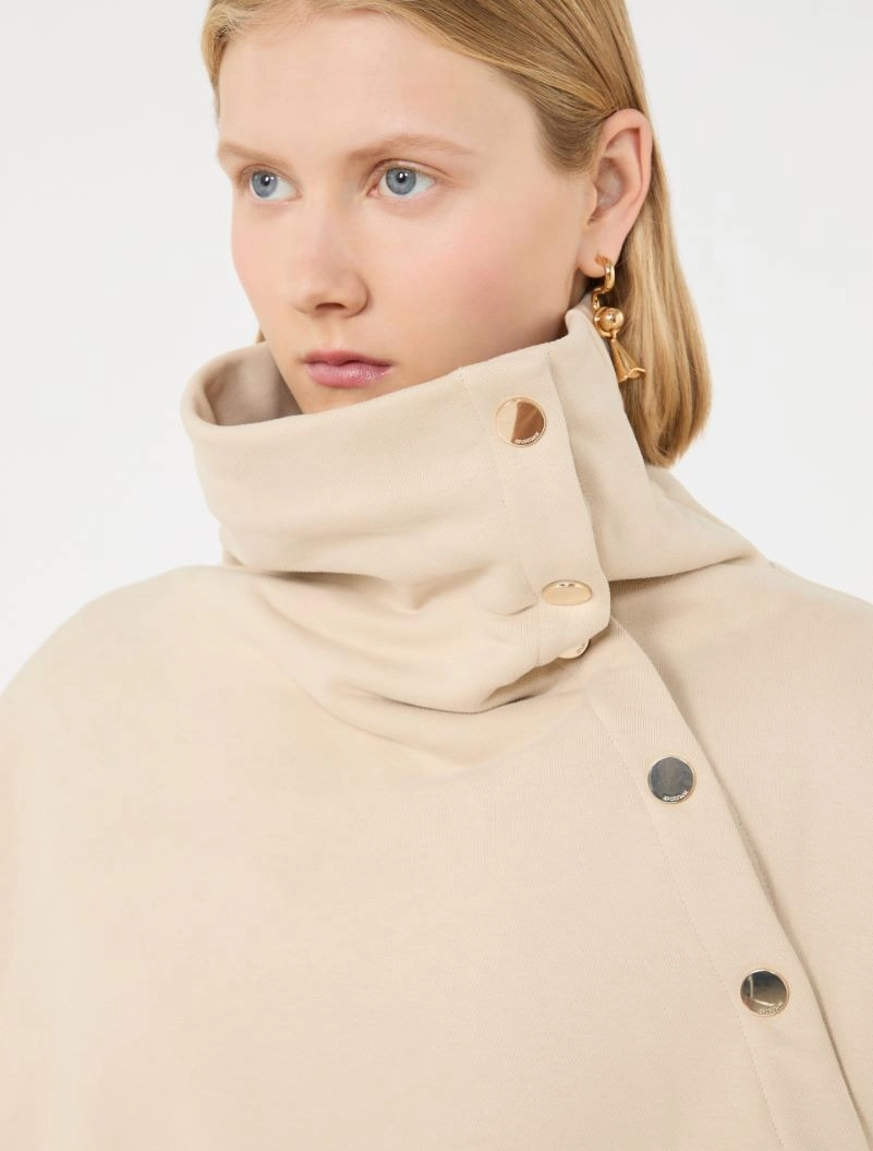 Oversized sweatshirt with an asymmetric fastening - BEIGE - Sportmax - 5