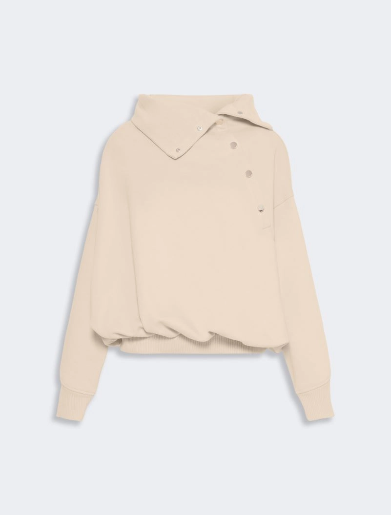 Oversized sweatshirt with an asymmetric fastening - BEIGE - Sportmax - 6