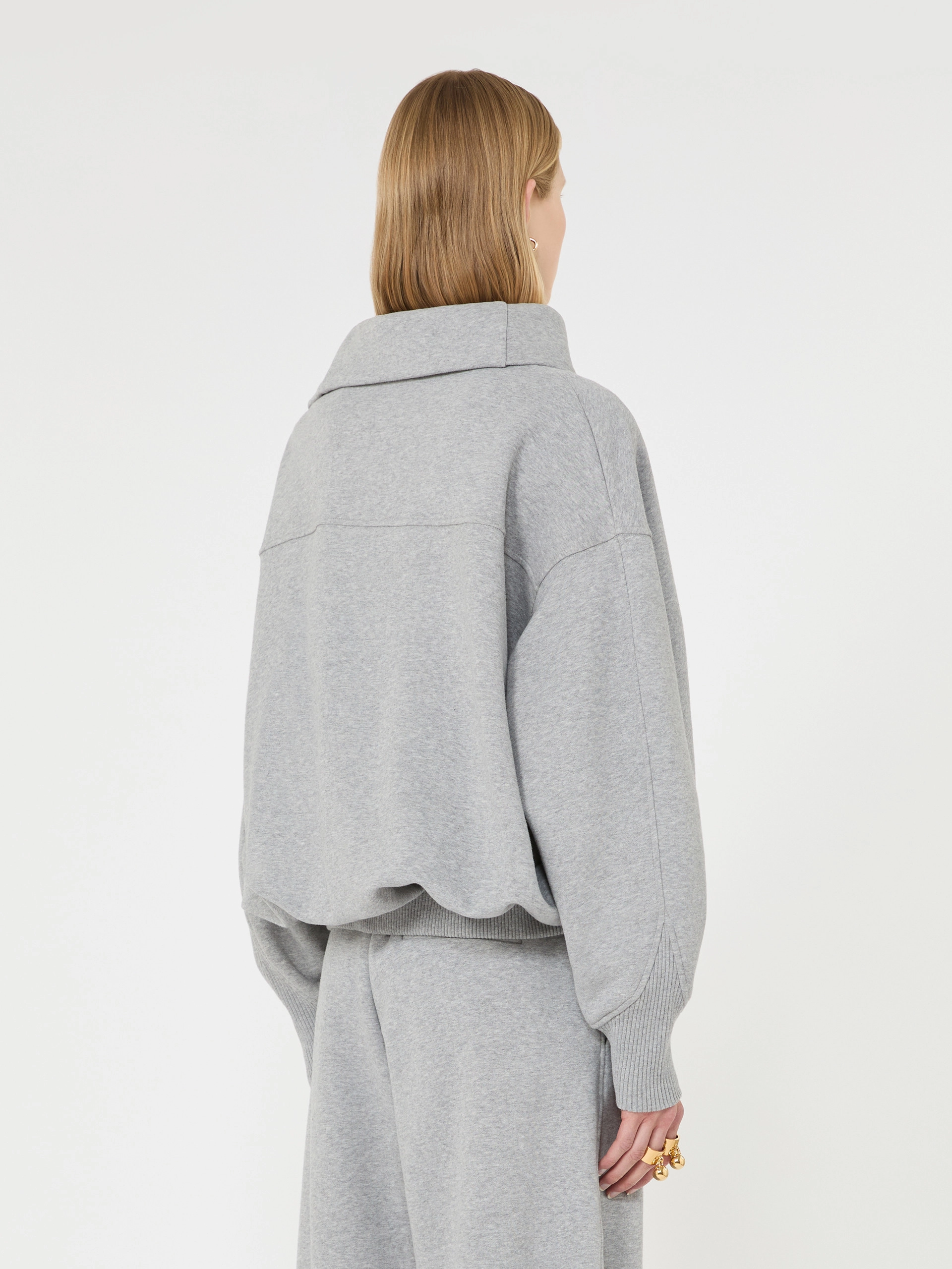 Oversized sweatshirt with an asymmetric fastening - LIGHT GREY - Sportmax - 3