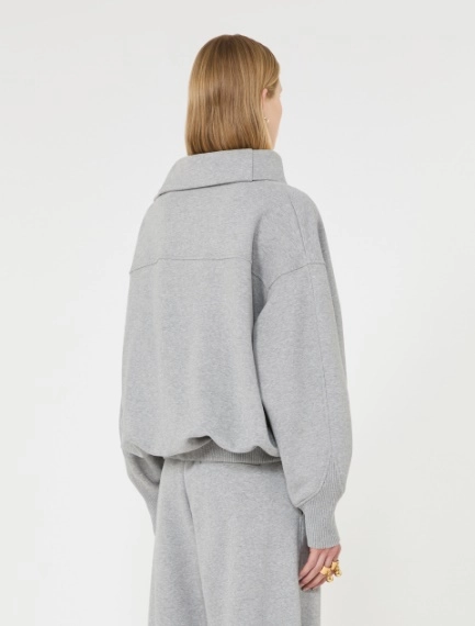 Oversized sweatshirt with an asymmetric fastening - LIGHT GREY - Sportmax - 3