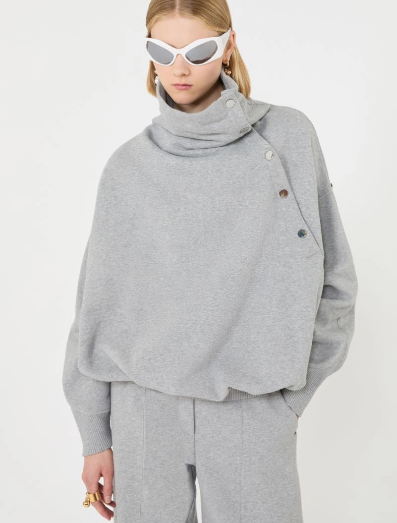 Oversized sweatshirt with an asymmetric fastening - LIGHT GREY - Sportmax - 4
