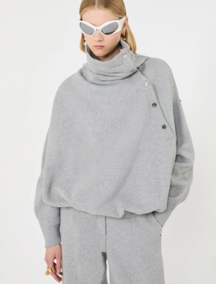 Oversized sweatshirt with an asymmetric fastening - Sportmax