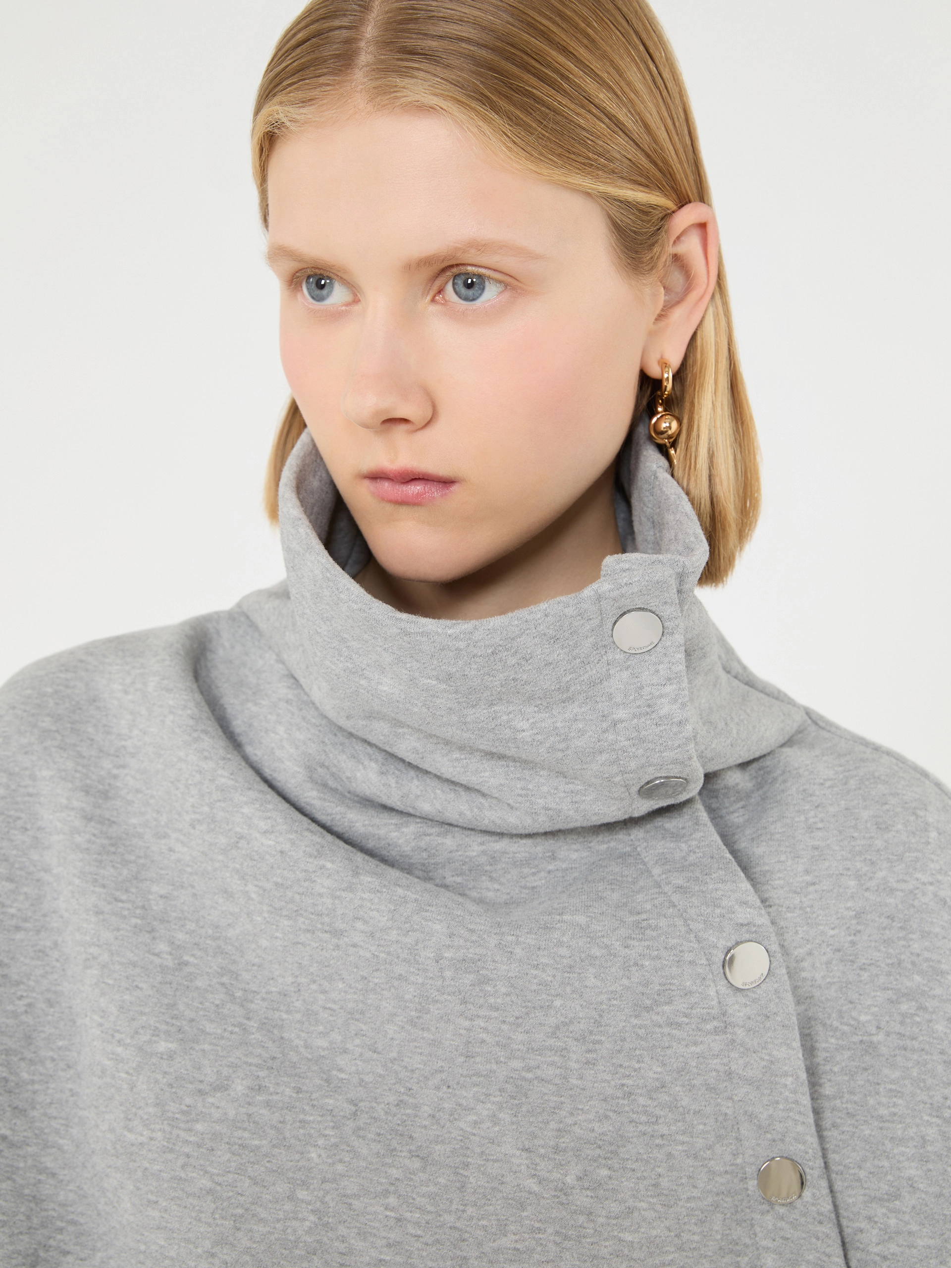 Oversized sweatshirt with an asymmetric fastening - LIGHT GREY - Sportmax - 5
