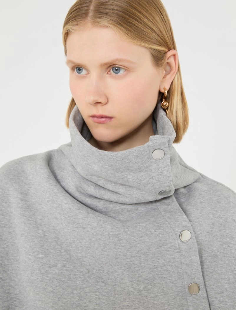 Oversized sweatshirt with an asymmetric fastening - LIGHT GREY - Sportmax - 5