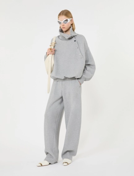 Oversized sweatshirt with an asymmetric fastening - LIGHT GREY - Sportmax - 1