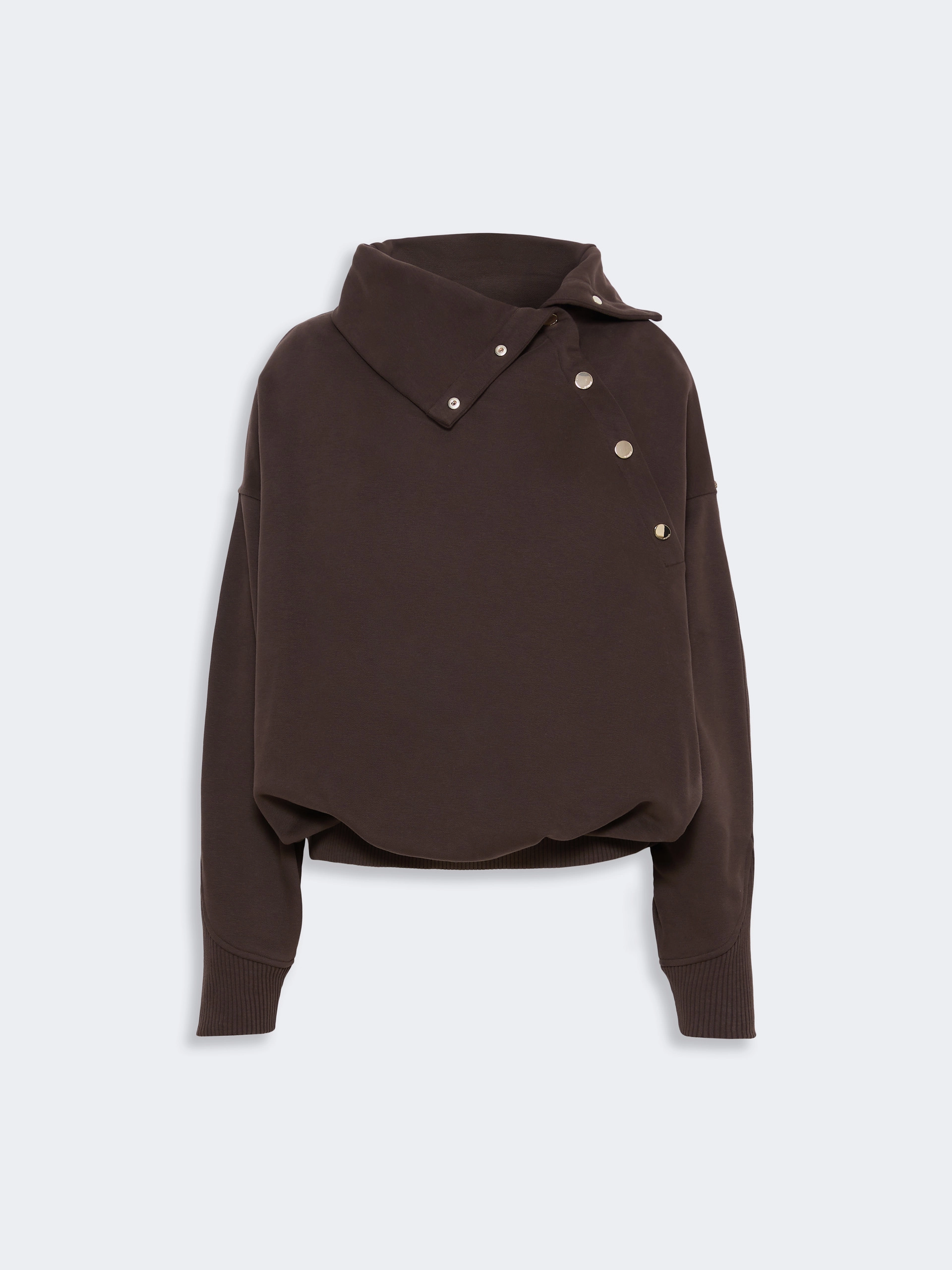 Oversized sweatshirt with an asymmetric fastening - CHOCOLATE - Sportmax - 6