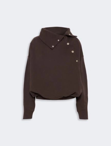 Oversized sweatshirt with an asymmetric fastening - CHOCOLATE - Sportmax - 6
