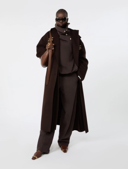 Oversized sweatshirt with an asymmetric fastening - CHOCOLATE - Sportmax - 1