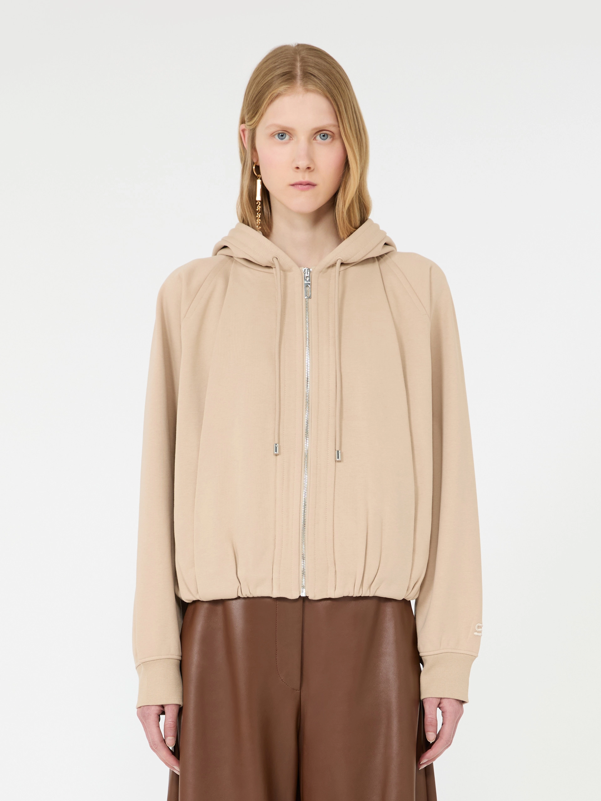 Cotton-blend boxy hoodie - BEIGE - Sportmax - 2