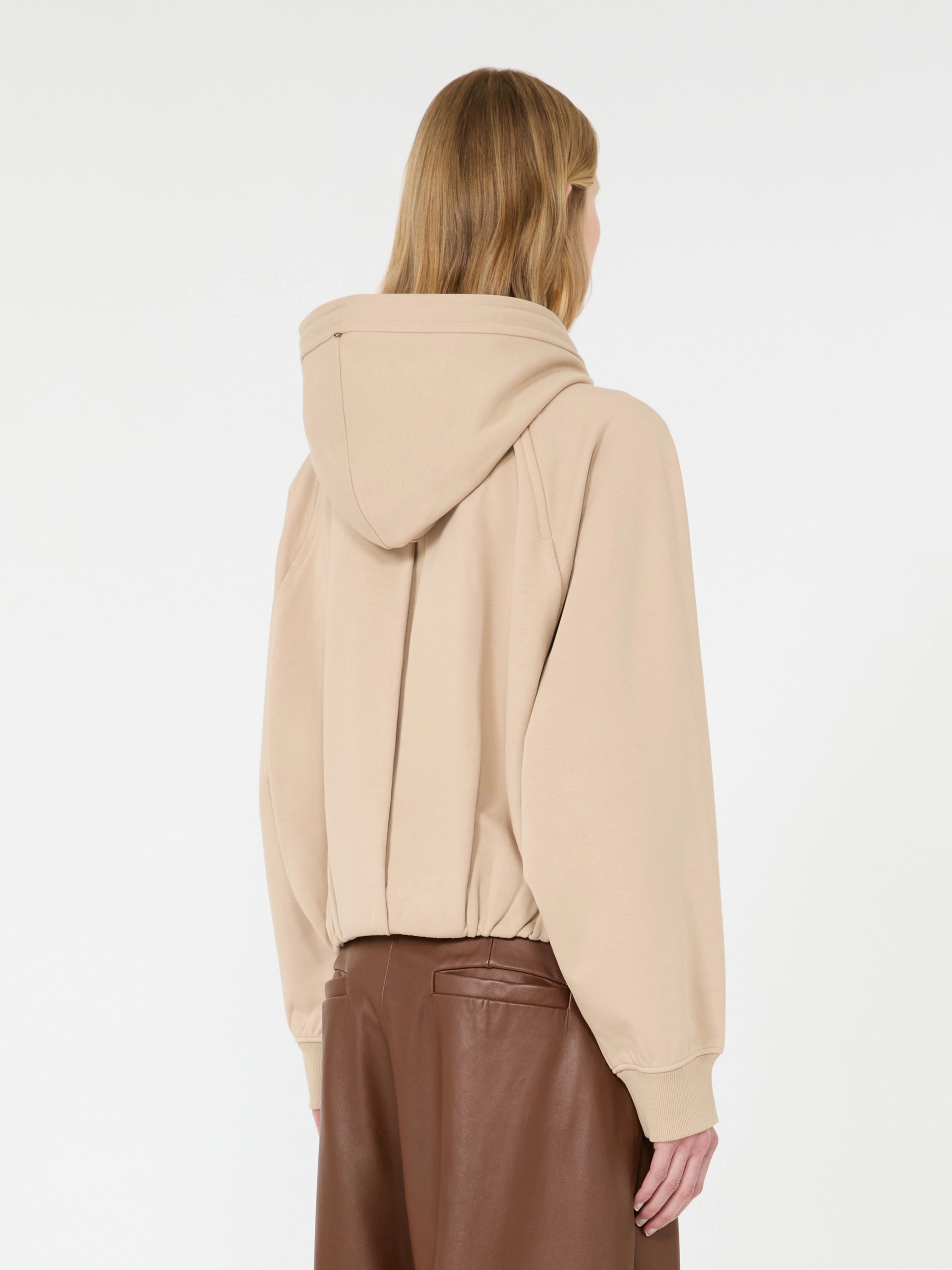 Cotton-blend boxy hoodie - BEIGE - Sportmax - 3