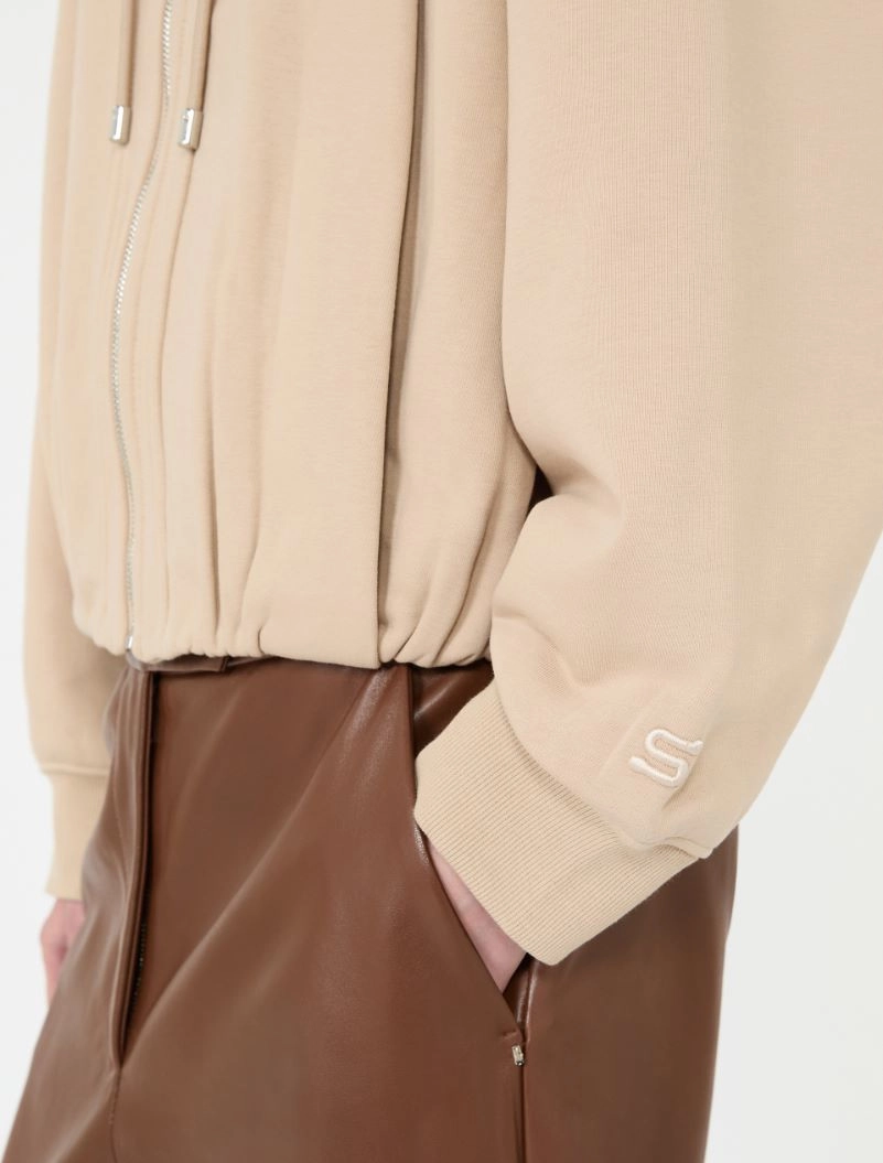 Cotton-blend boxy hoodie - BEIGE - Sportmax - 5