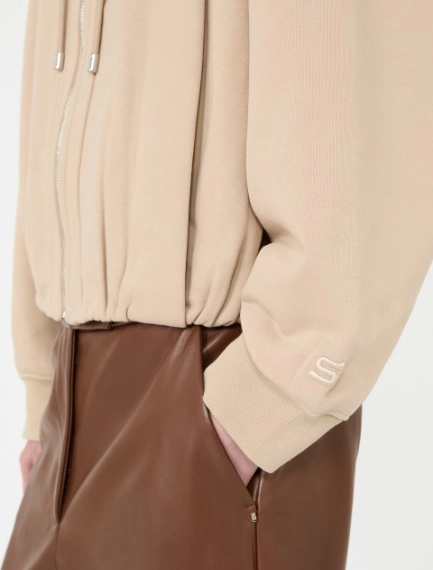 Cotton-blend boxy hoodie - BEIGE - Sportmax - 5