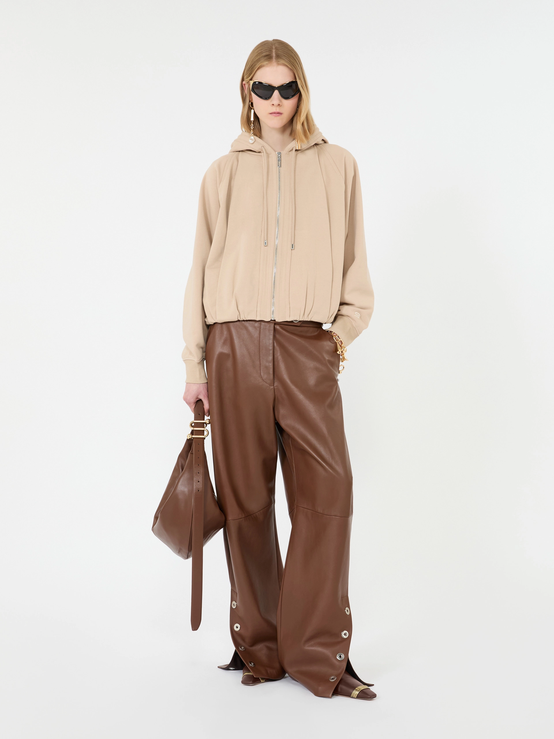 Cotton-blend boxy hoodie - BEIGE - Sportmax