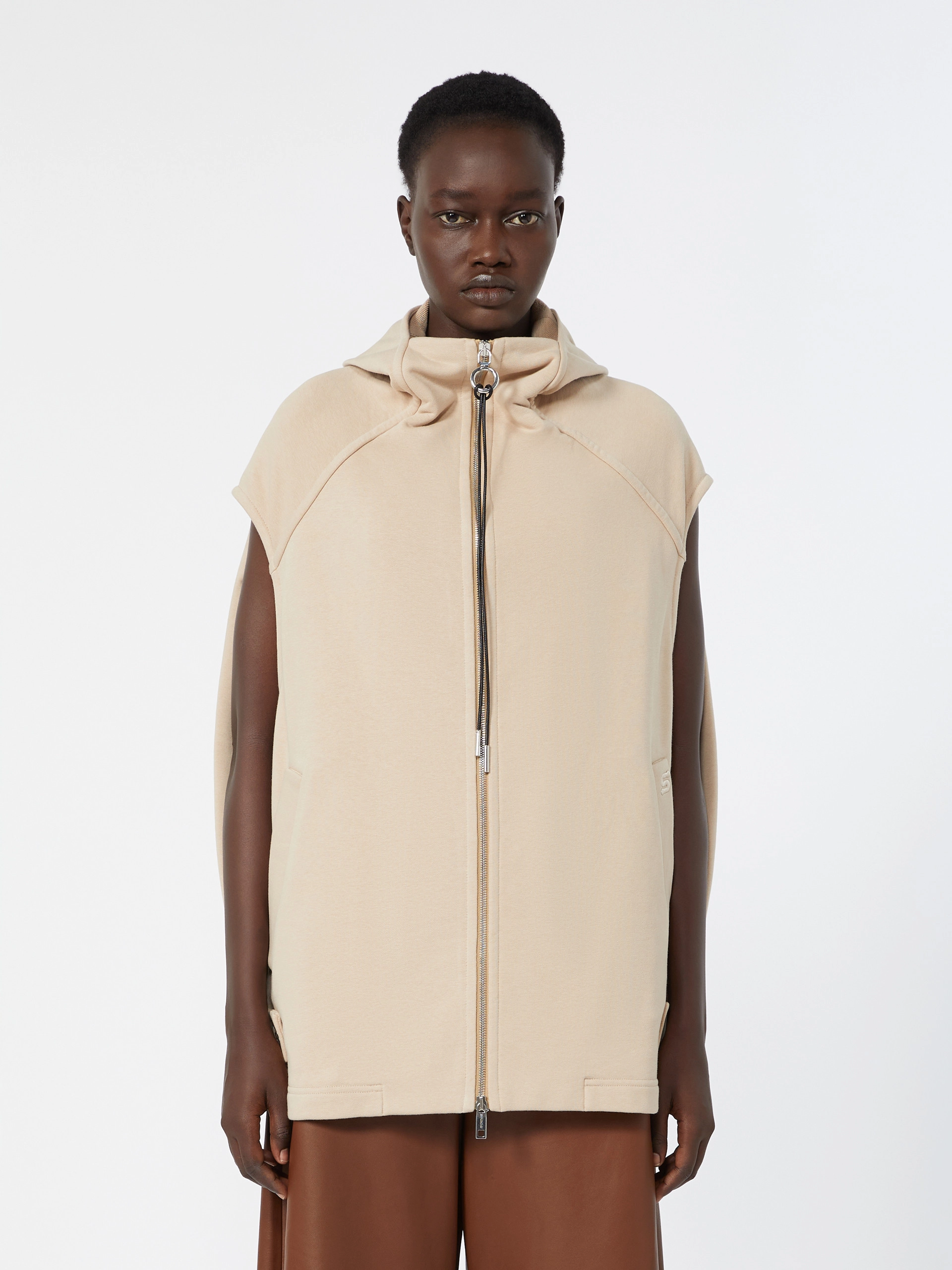 Cotton-blend fleece gilet - BEIGE - Sportmax - 2
