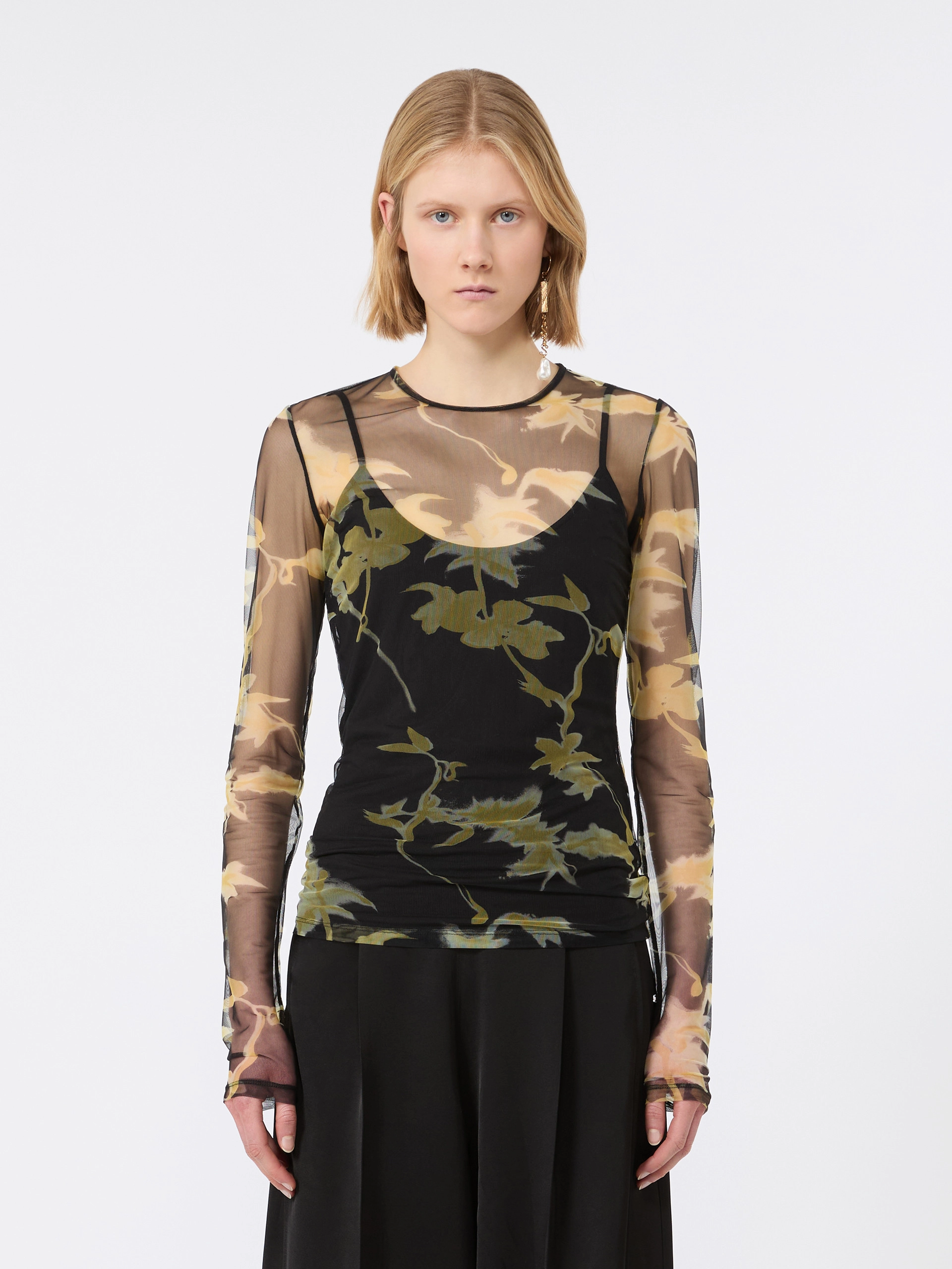 Printed tulle top - BLACK - Sportmax - 2