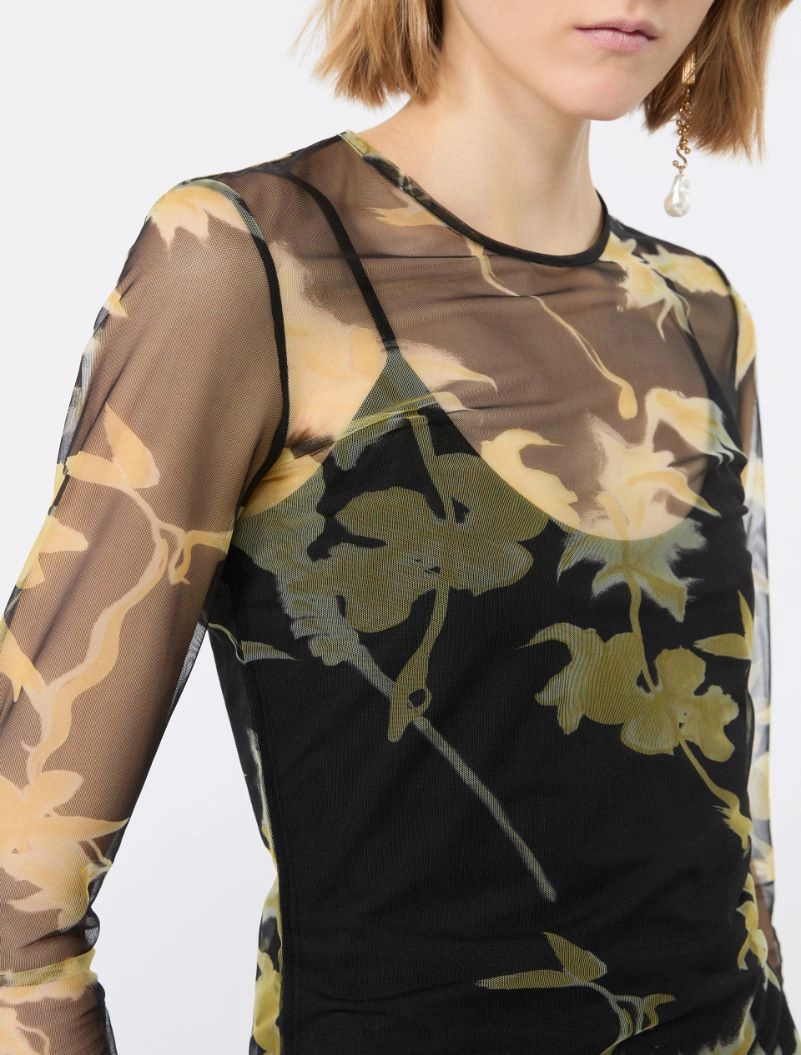 Printed tulle top - BLACK - Sportmax - 5