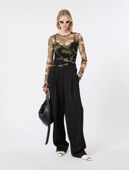 Printed tulle top - BLACK - Sportmax - 1