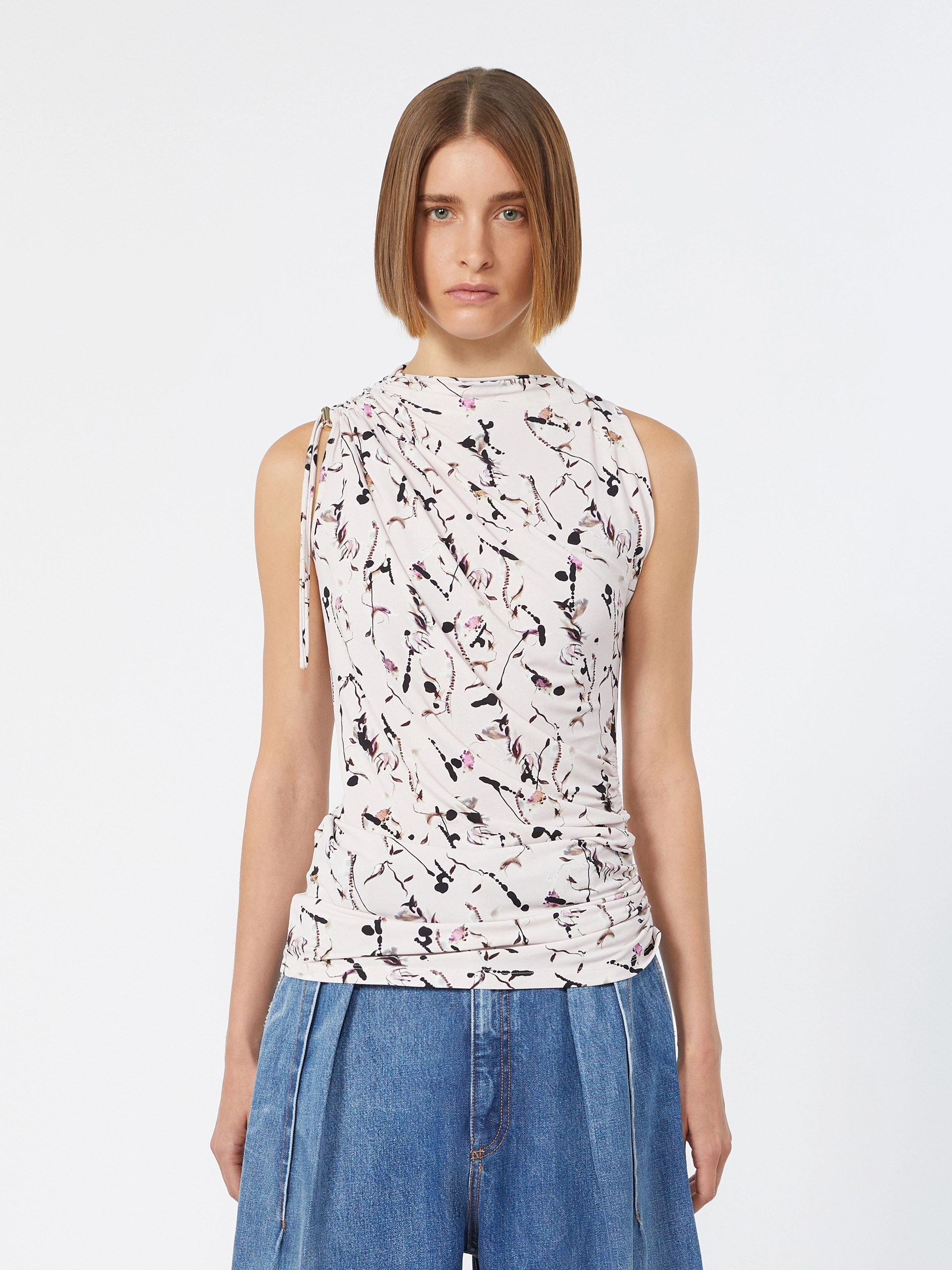 Draped viscose jersey asymmetrical top - ANTIQUE ROSE - Sportmax - 2