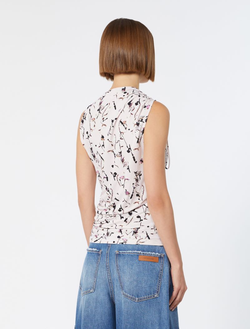 Draped viscose jersey asymmetrical top - ANTIQUE ROSE - Sportmax - 3