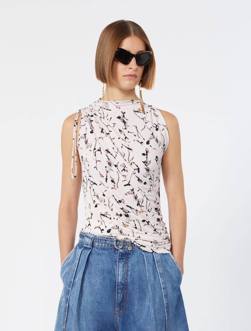 Draped viscose jersey asymmetrical top - ANTIQUE ROSE - Sportmax - 4