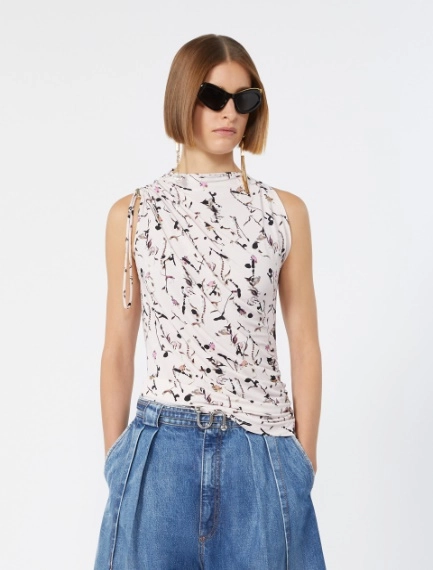 Draped viscose jersey asymmetrical top - ANTIQUE ROSE - Sportmax