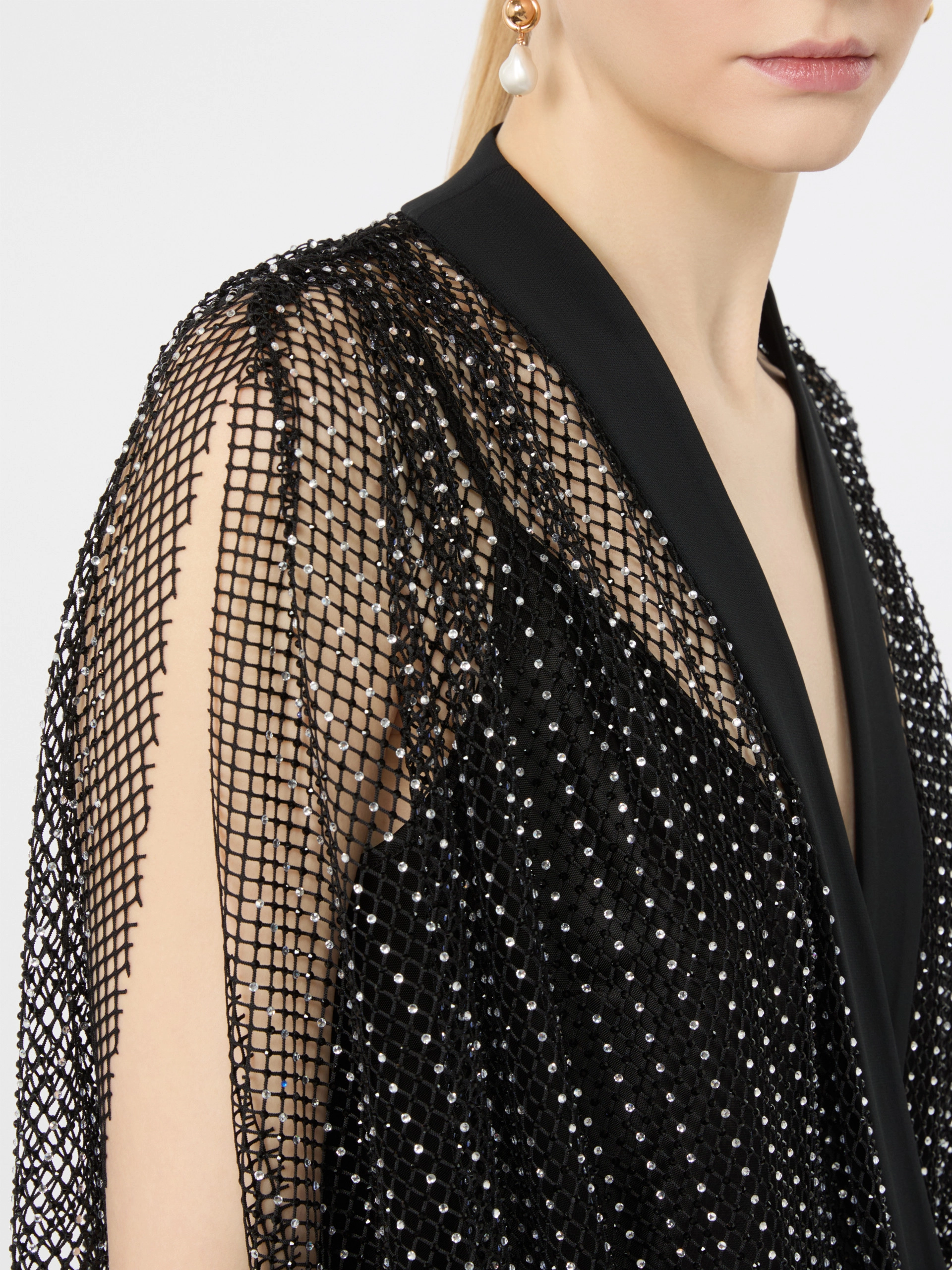 Rhinestone-detail sleeveless mesh jersey top - BLACK - Sportmax - 5