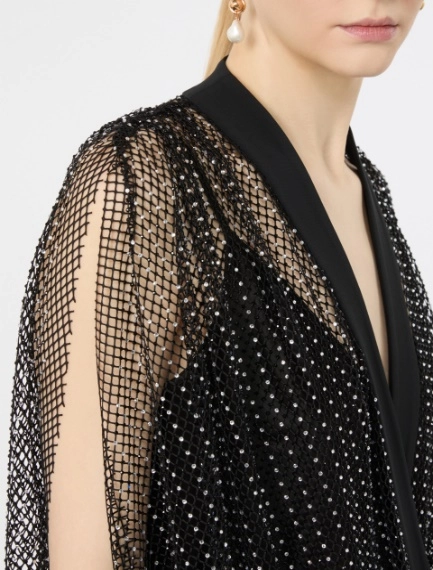 Rhinestone-detail sleeveless mesh jersey top - BLACK - Sportmax - 5