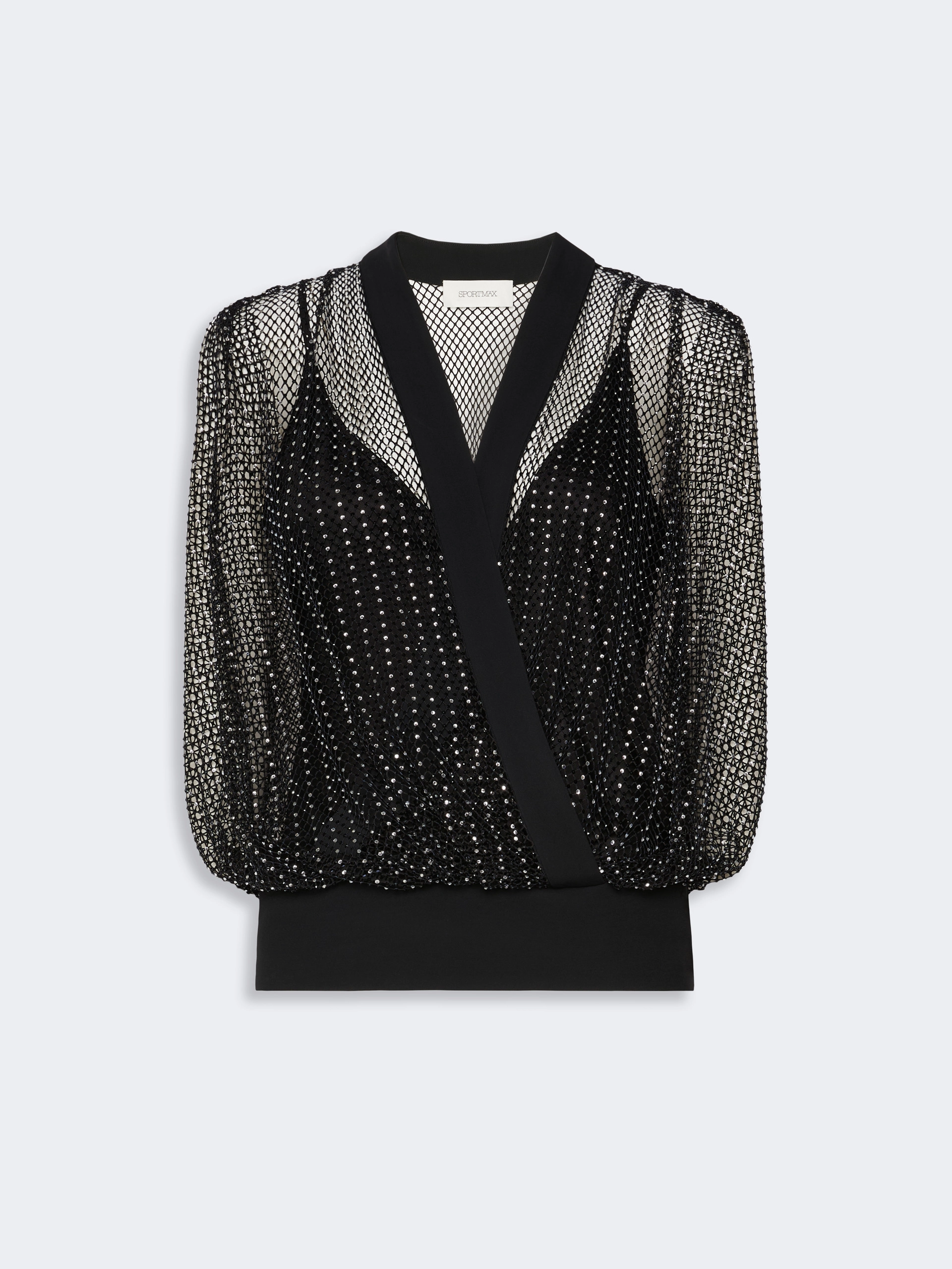 Rhinestone-detail sleeveless mesh jersey top - BLACK - Sportmax - 6