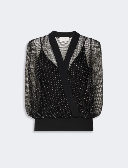 Rhinestone-detail sleeveless mesh jersey top - Sportmax