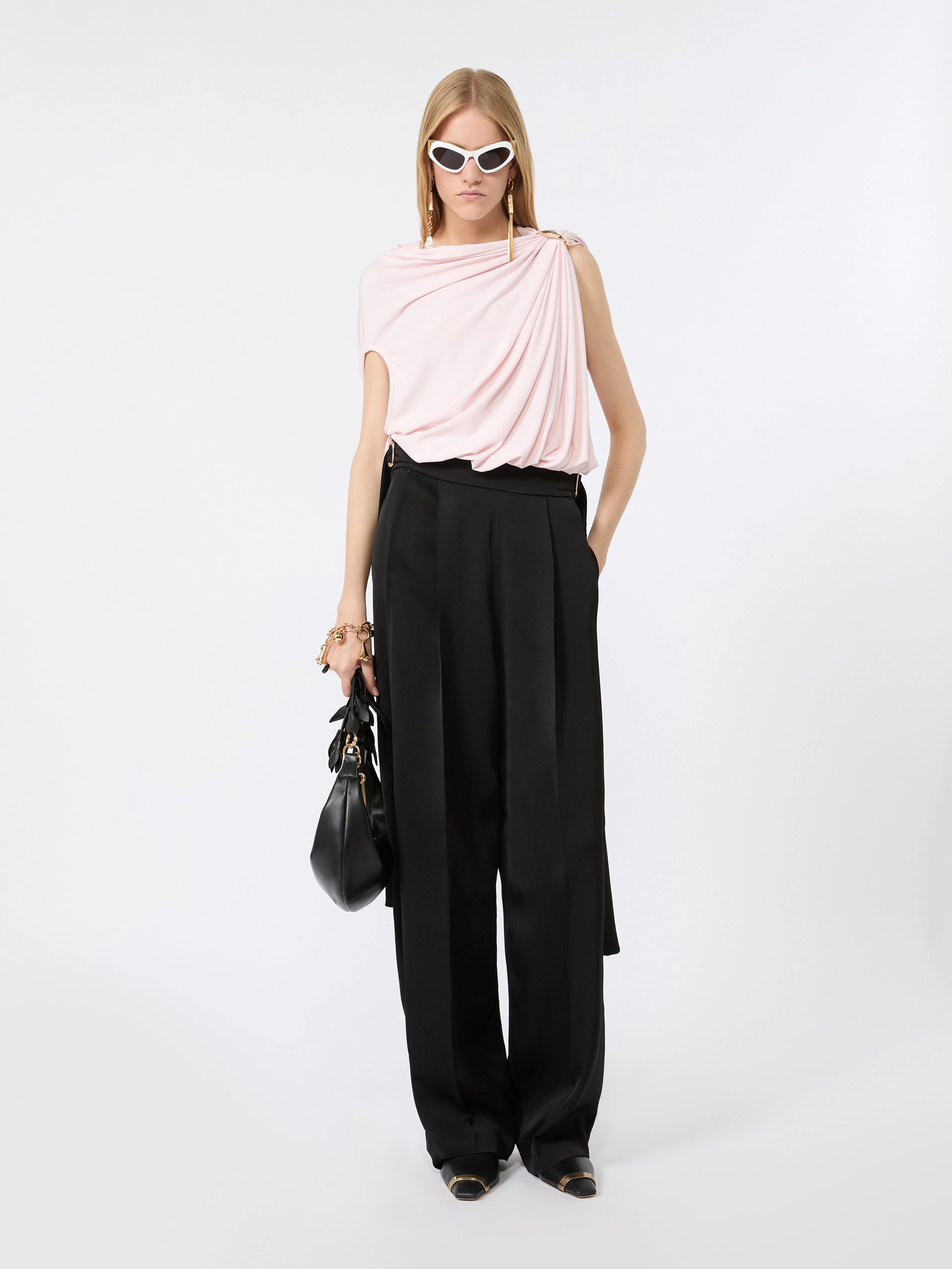 Draped fluid jersey top - POWDER - Sportmax
