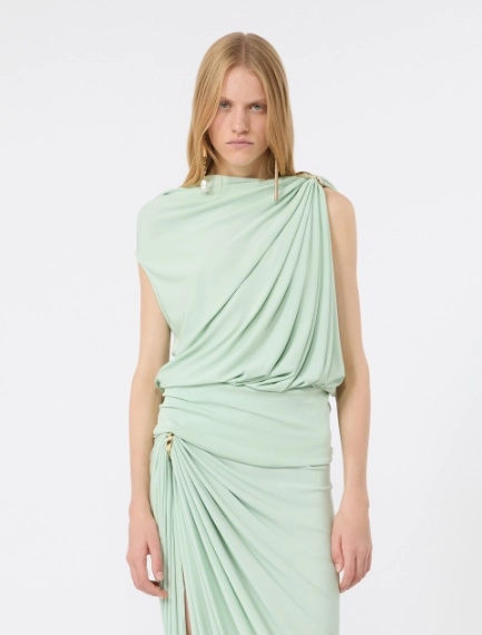 Haut en jersey fluide avec drapé - VERT PASTEL - Sportmax - 2