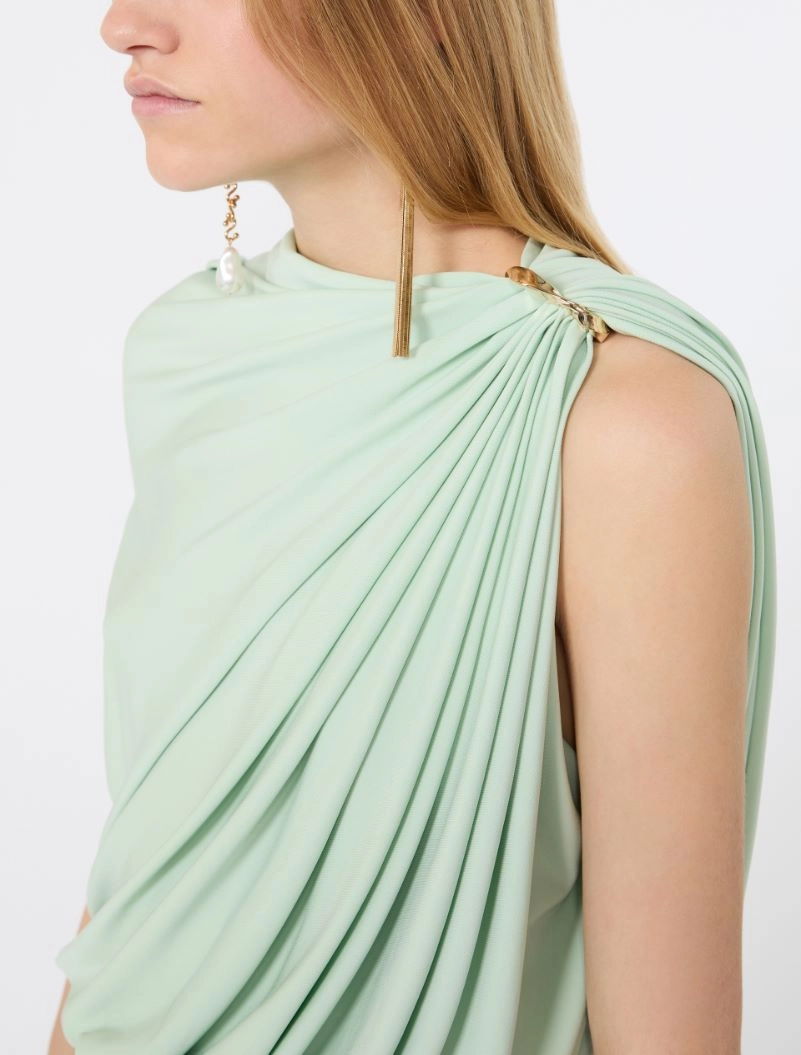 Draped fluid jersey top - PASTEL GREEN - Sportmax - 5
