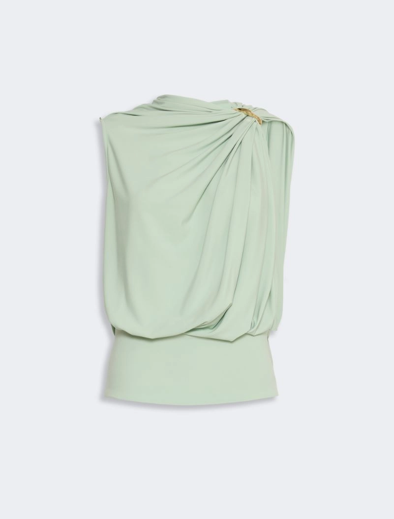 Draped fluid jersey top - PASTEL GREEN - Sportmax - 7
