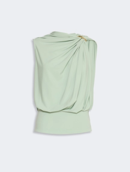 Draped fluid jersey top - PASTEL GREEN - Sportmax - 7