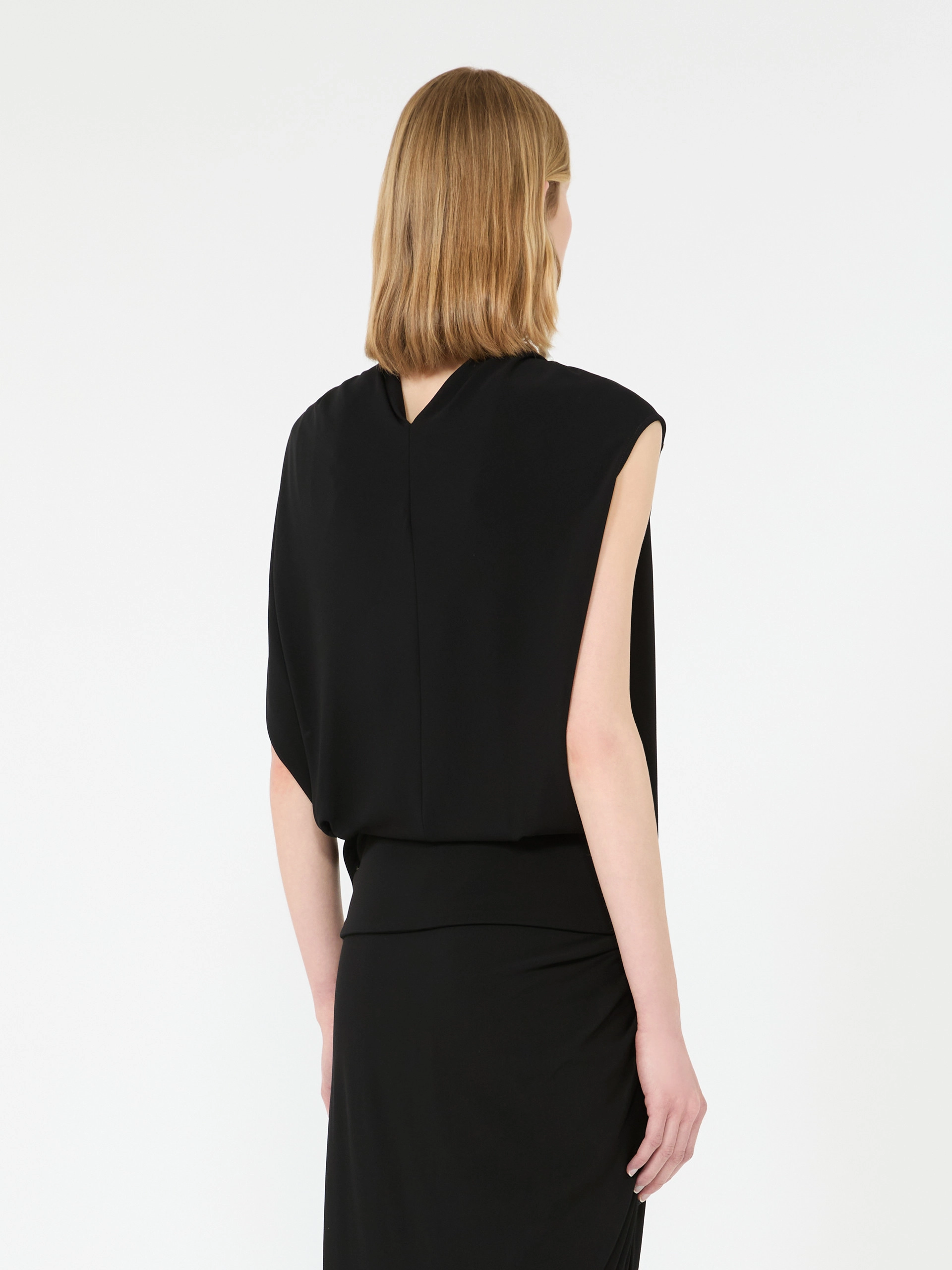 Draped fluid jersey top - BLACK - Sportmax - 3