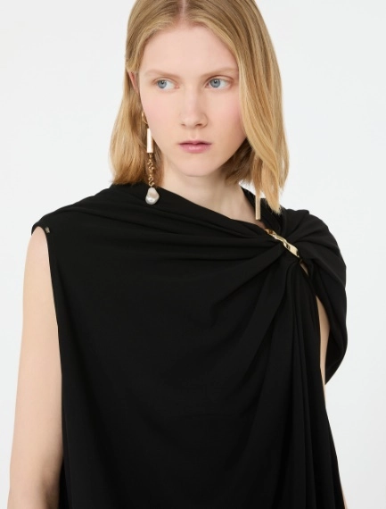 Draped fluid jersey top - BLACK - Sportmax - 5