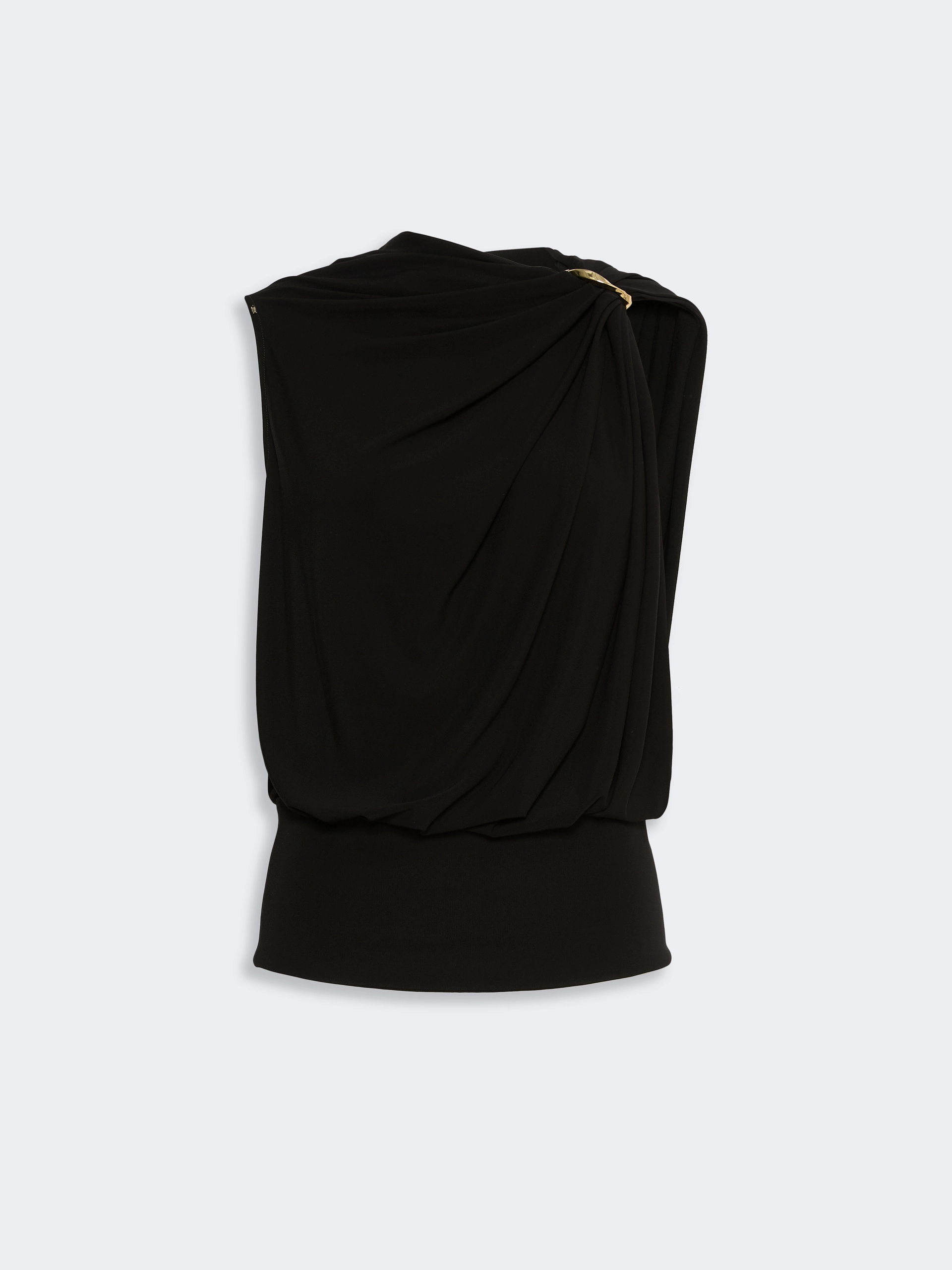 Draped fluid jersey top - BLACK - Sportmax - 6