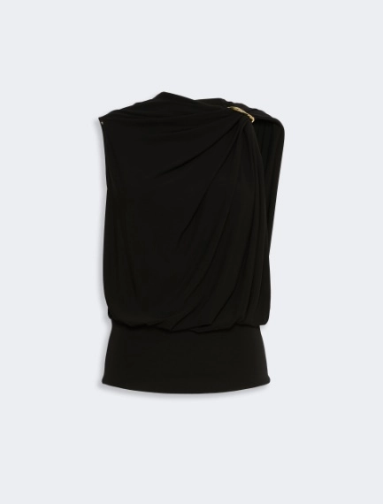 Draped fluid jersey top - BLACK - Sportmax - 6
