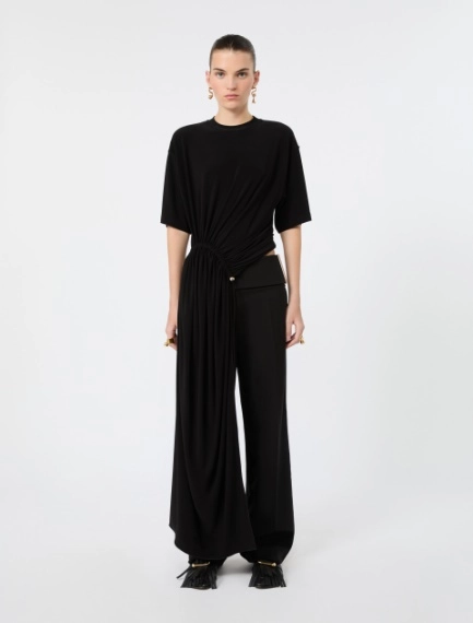 Short-sleeved draped jersey top - BLACK - Sportmax - 2