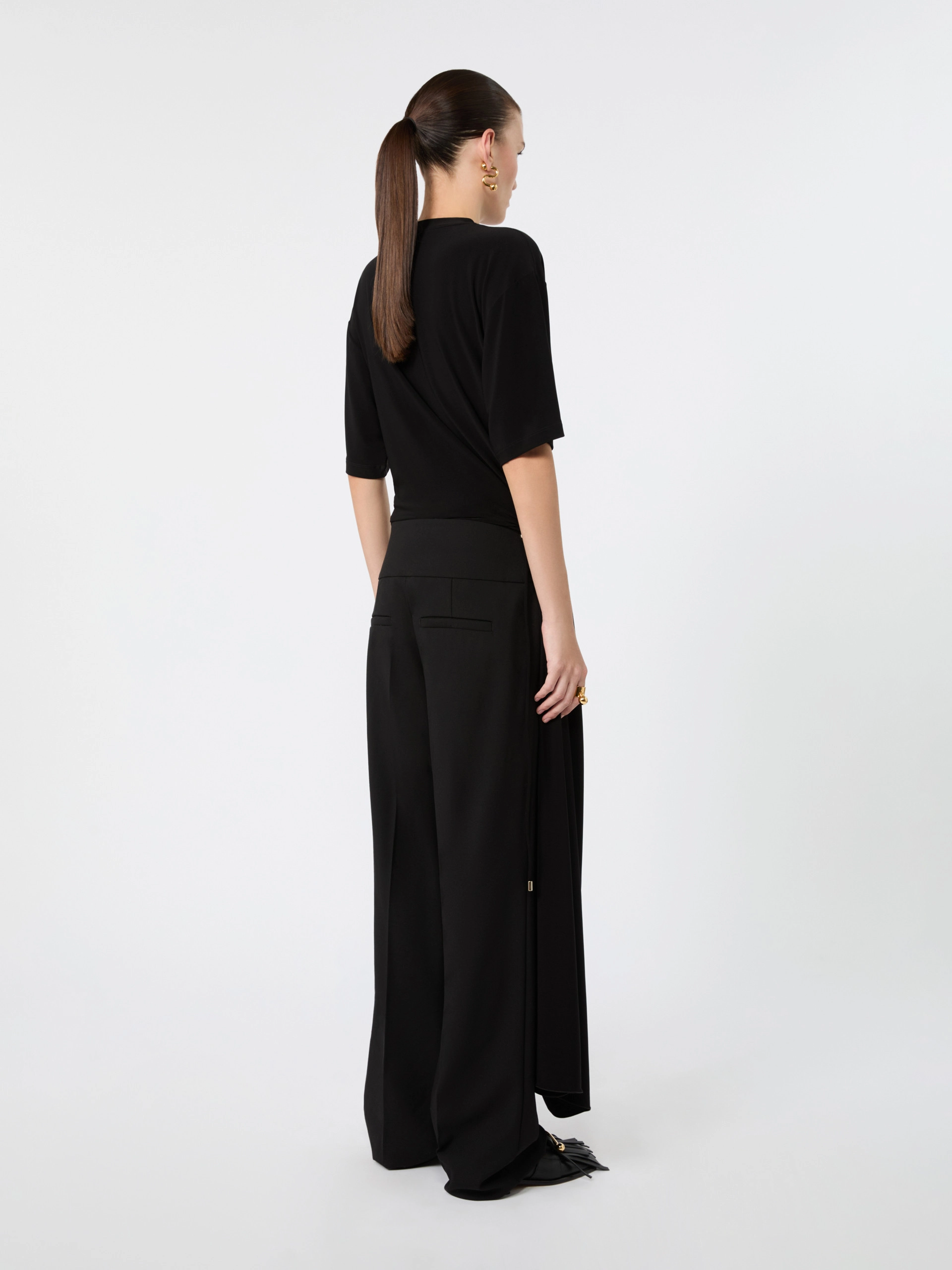 Short-sleeved draped jersey top - BLACK - Sportmax - 3