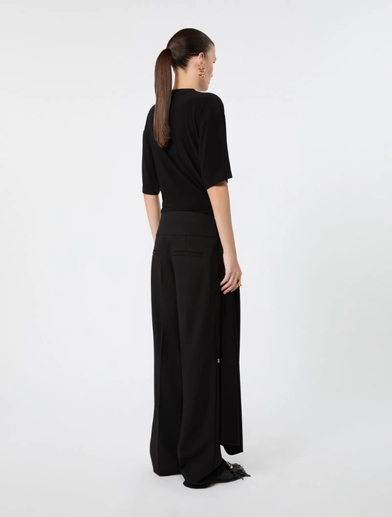 Short-sleeved draped jersey top - BLACK - Sportmax - 3